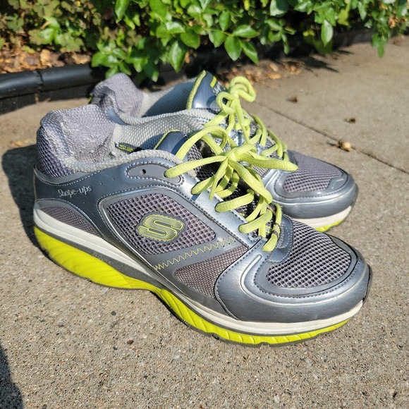Skechers Shape-ups Sz 8.5 S2 Lite Charcoal/Lime - Picture 2 of 10